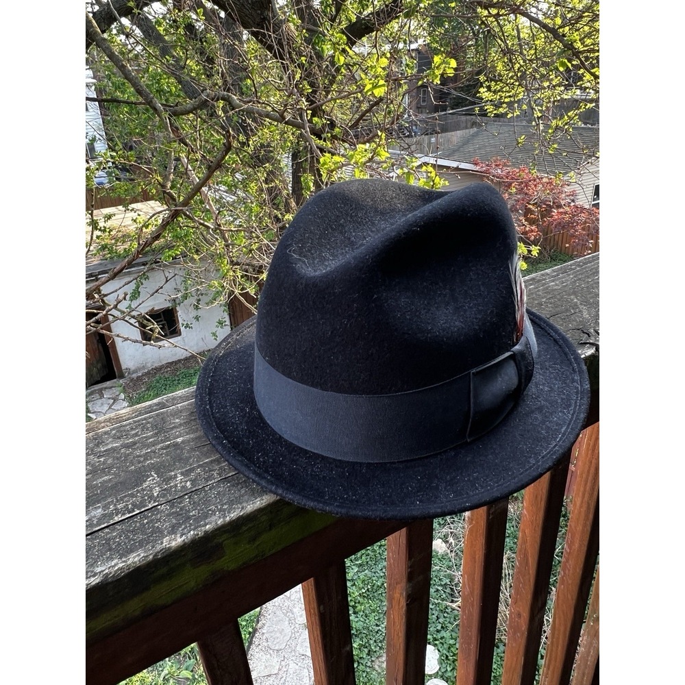 Goorin Bros. Fedora Hat "The Doctor" Black Large w/ Feathers - Picture 3 of 13